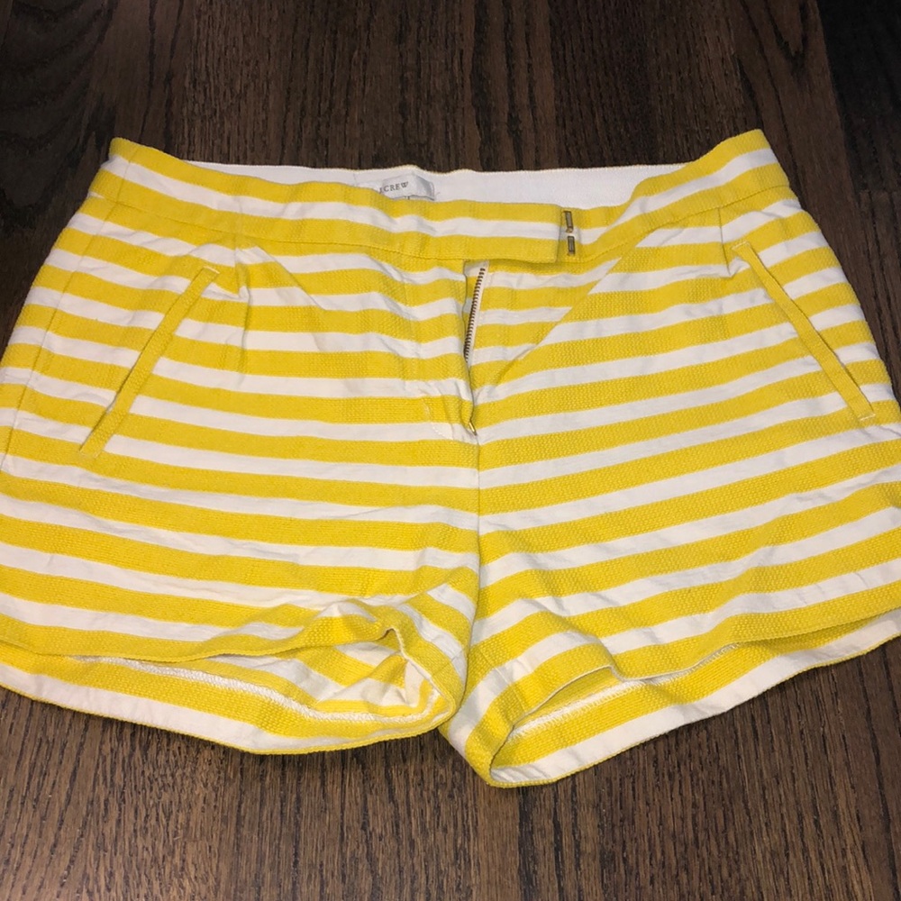 J CREW yellow/ white stripe shorts.